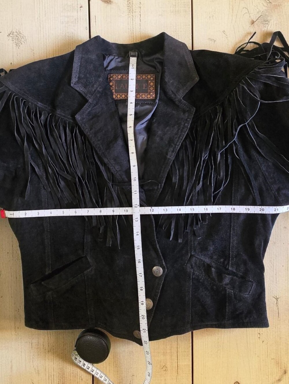 90s Vintage Black Suede Fringe Leather Jacket Western Corset Lace Medium Boho - Picture 4 of 14
